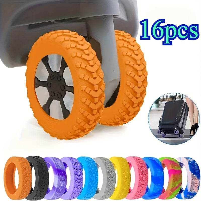 16 Durable Silicone Luggage Wheel Covers in Assorted Colors for Noise Reduction and Shock Absorption