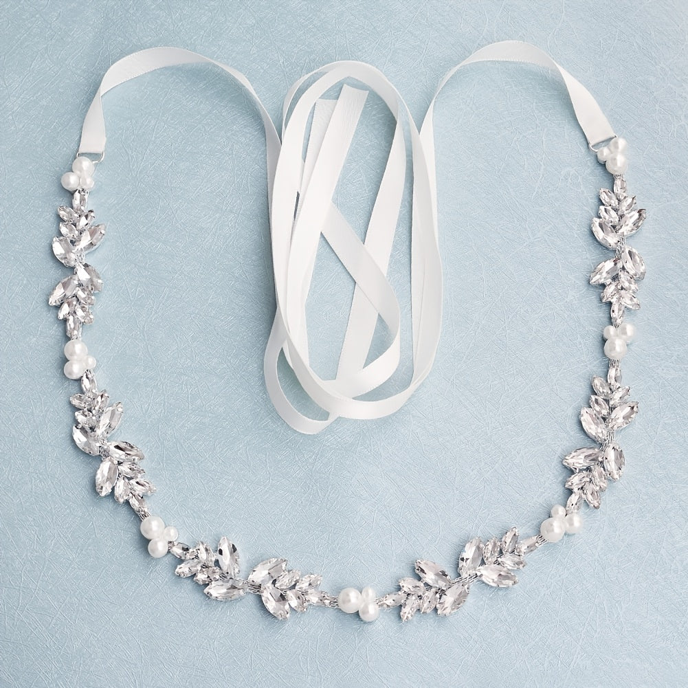 To'ylar va partiyalarda foydalanish uchun Bridal Rhinestone Pearl Waist Chain Belt