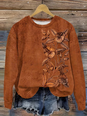 Sudadera de talla grande con estampado floral para mujer, de manga larga, cuello redondo, casual, con cremallera