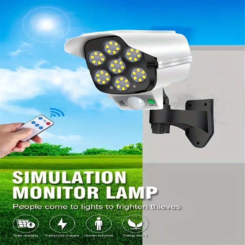 Solar-Powered Motion Sensor Street Light with LED and Fake Camera Outdoor Security Wall Light