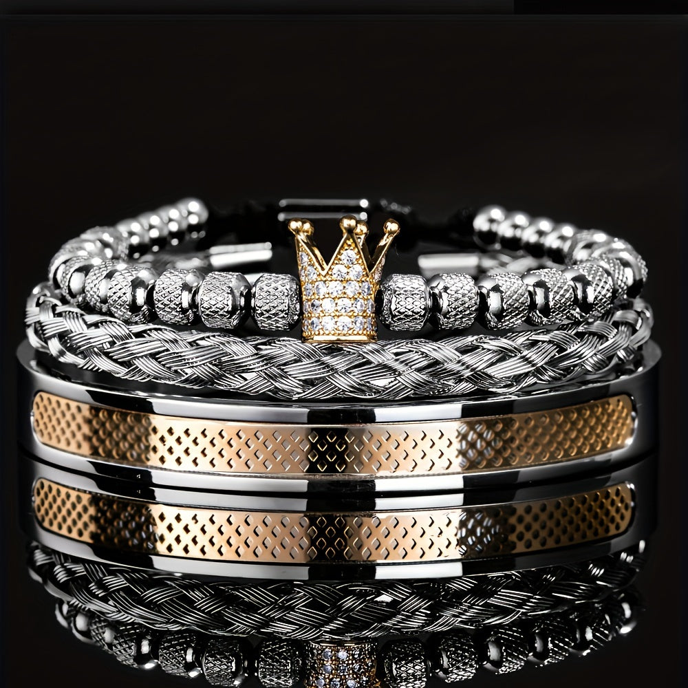 Stainless Steel Crown Bracelet for Men Jewelry Accessory Gift