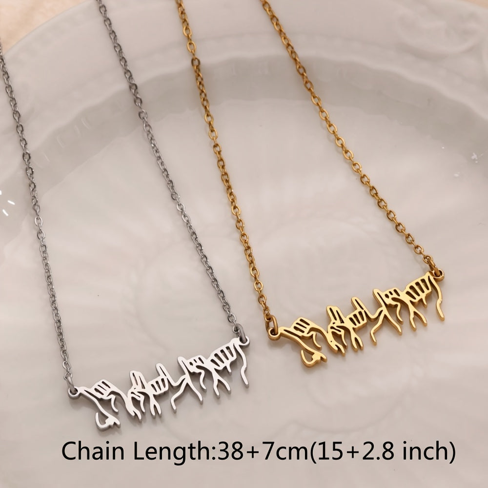 Персонализированное ожерелье с именем на жестовом языке, подвеска из нержавеющей стали с индивидуальным дизайном жеста, элегантное украшение для шеи для женщин, идеально подходит для повседневной носки и в качестве подарка.