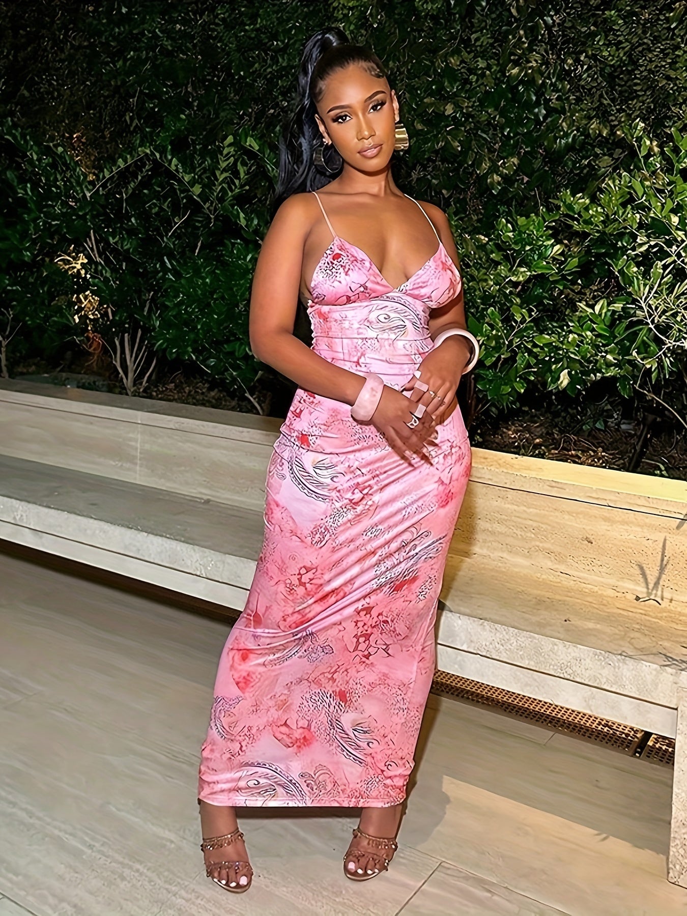 Women's Floral Mesh Slip Dress with Butterfly Pattern Backless Babydoll Lingerie