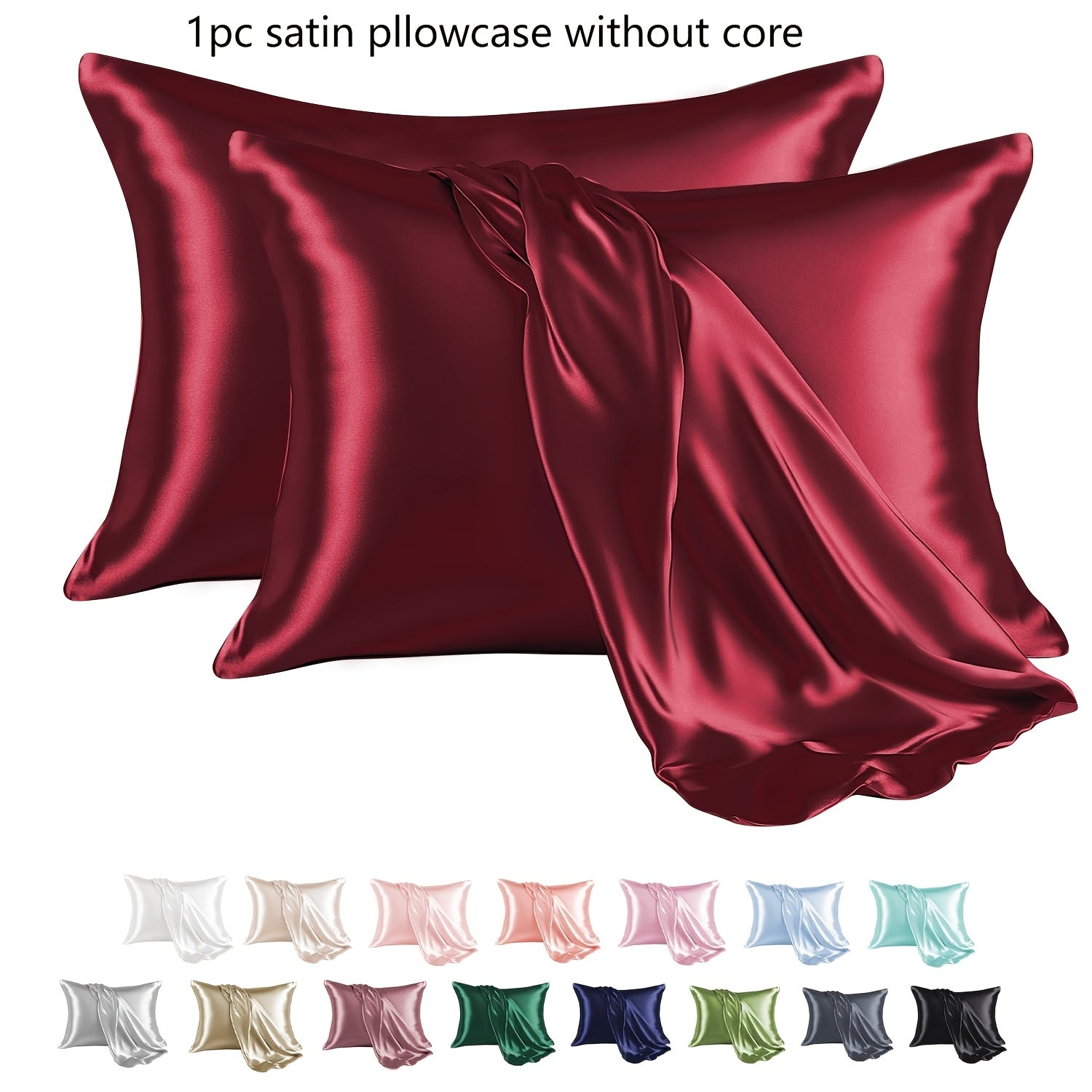 Hypoallergenic satin yostiq qopqog'i 100% polyester nafas oladigan teriga do'st to'liq rangli qopqoq yopilishi yotoq to'shagi