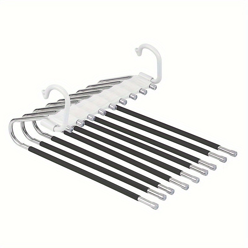 Stainless Steel Pants Hanger with Non-Slip S-Hook 5/9-Layer Closet Organizer