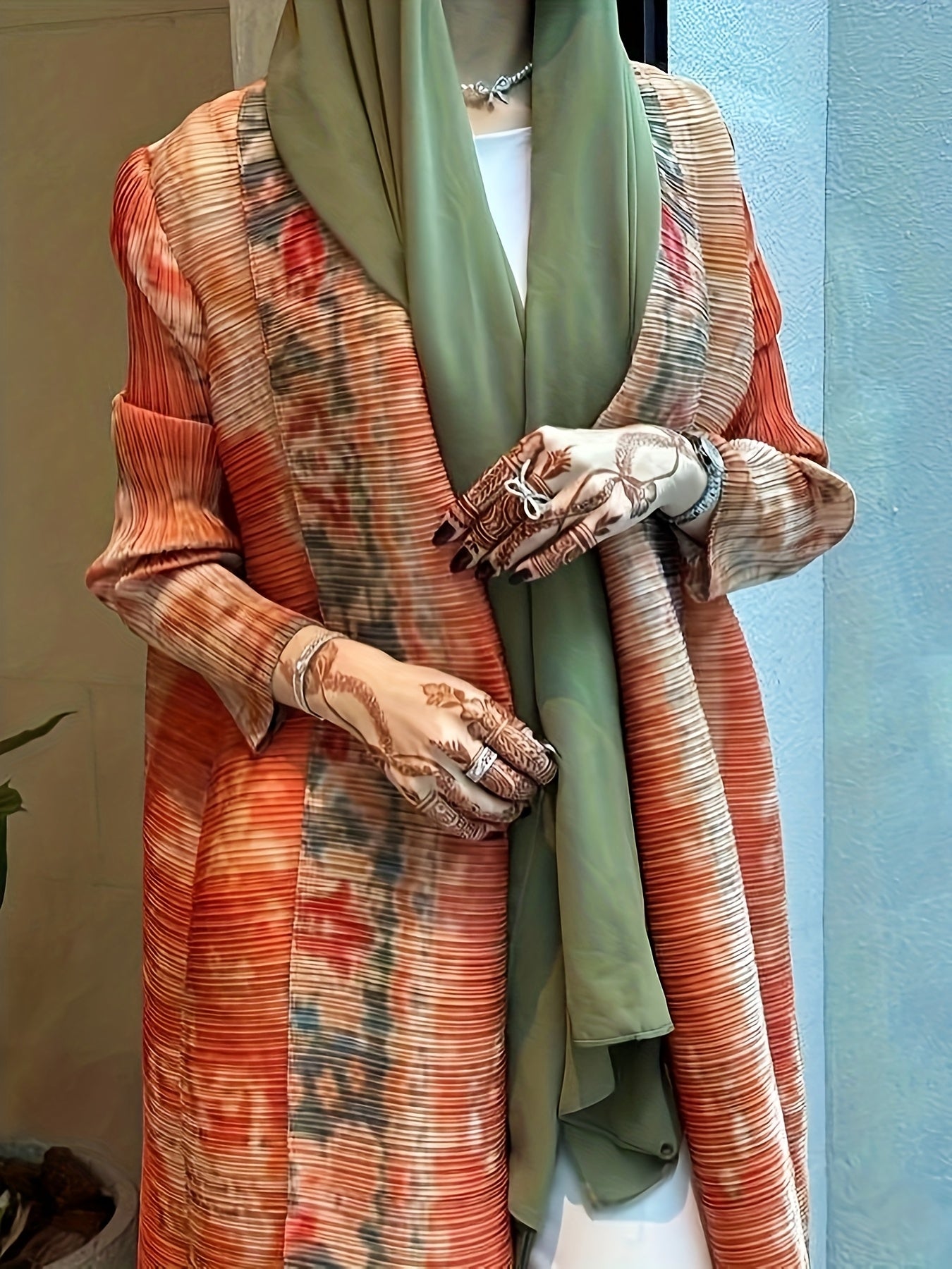 Abaya Kaftan de talla grande para mujer con estampado floral, ajuste suelto, cobertura para primavera y otoño