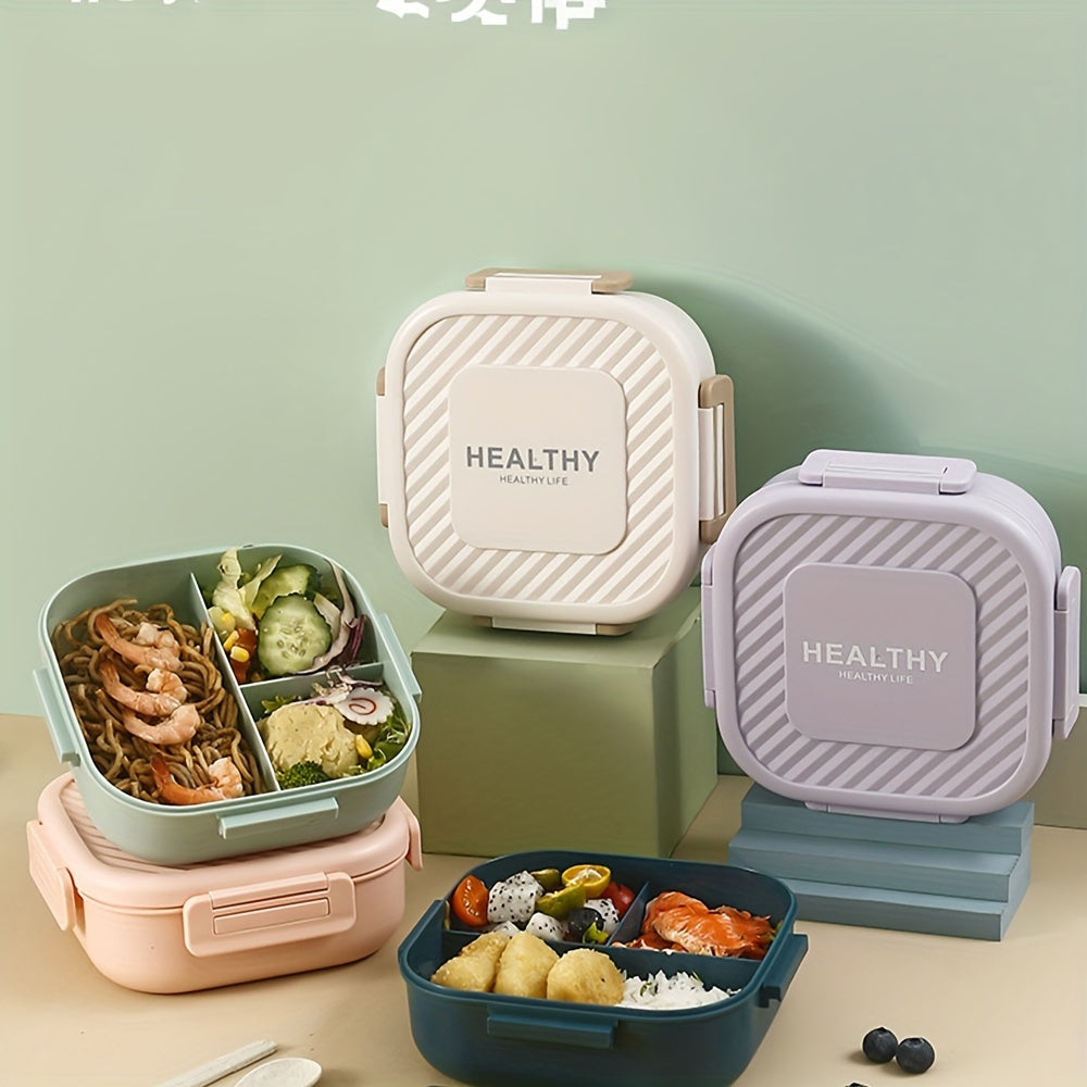 Plastic Square Grid Lunch Box for One with Leakproof Design for Outdoor and Fruit Salad Storage