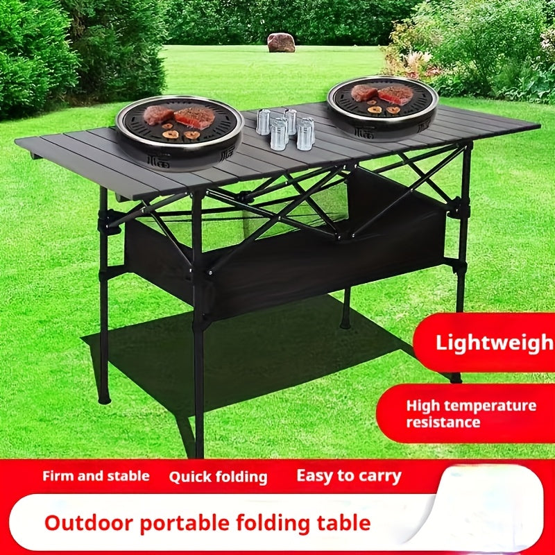 Portable Folding Camping Table with Adjustable Height and Metal Legs