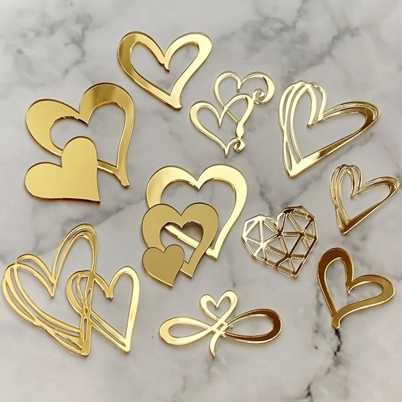 Set of 10 Heart-Shaped Acrylic Cake Toppers for Valentine's Day Party Decor