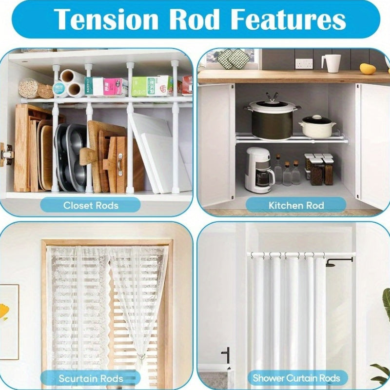 Adjustable Aluminum Shower Curtain Rod 100-190cm No Drilling Bathroom Kitchen Closet