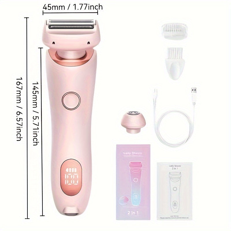 2in1 Electric Shaver for Women Rechargeable Cordless Wet Dry Detachable Head Gift