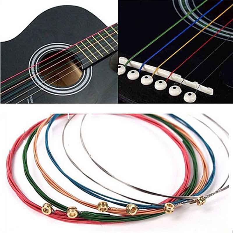 Juego de 6 cuerdas de guitarra acústica de cobre colorido y acero