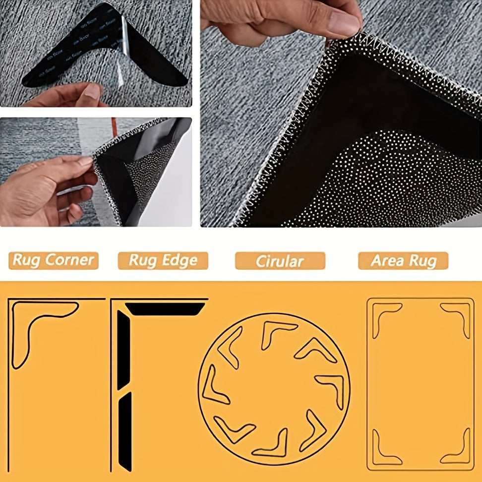 Держите ваши ковры на месте с набором из 12 предметов Premium Non-Slip Carpet Grippers в черном цвете. Идеально подходит для гостиных, столовых и ванных комнат, эти захваты предотвращают скольжение и не дают краям ковров заворачиваться.
