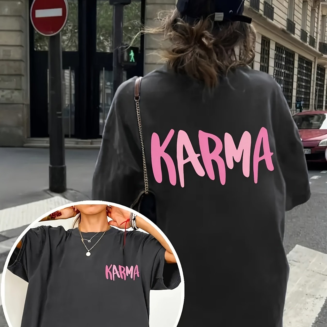 Plus Size Women's Graphic Print T-Shirt, Pink, Short Sleeve Casual Top