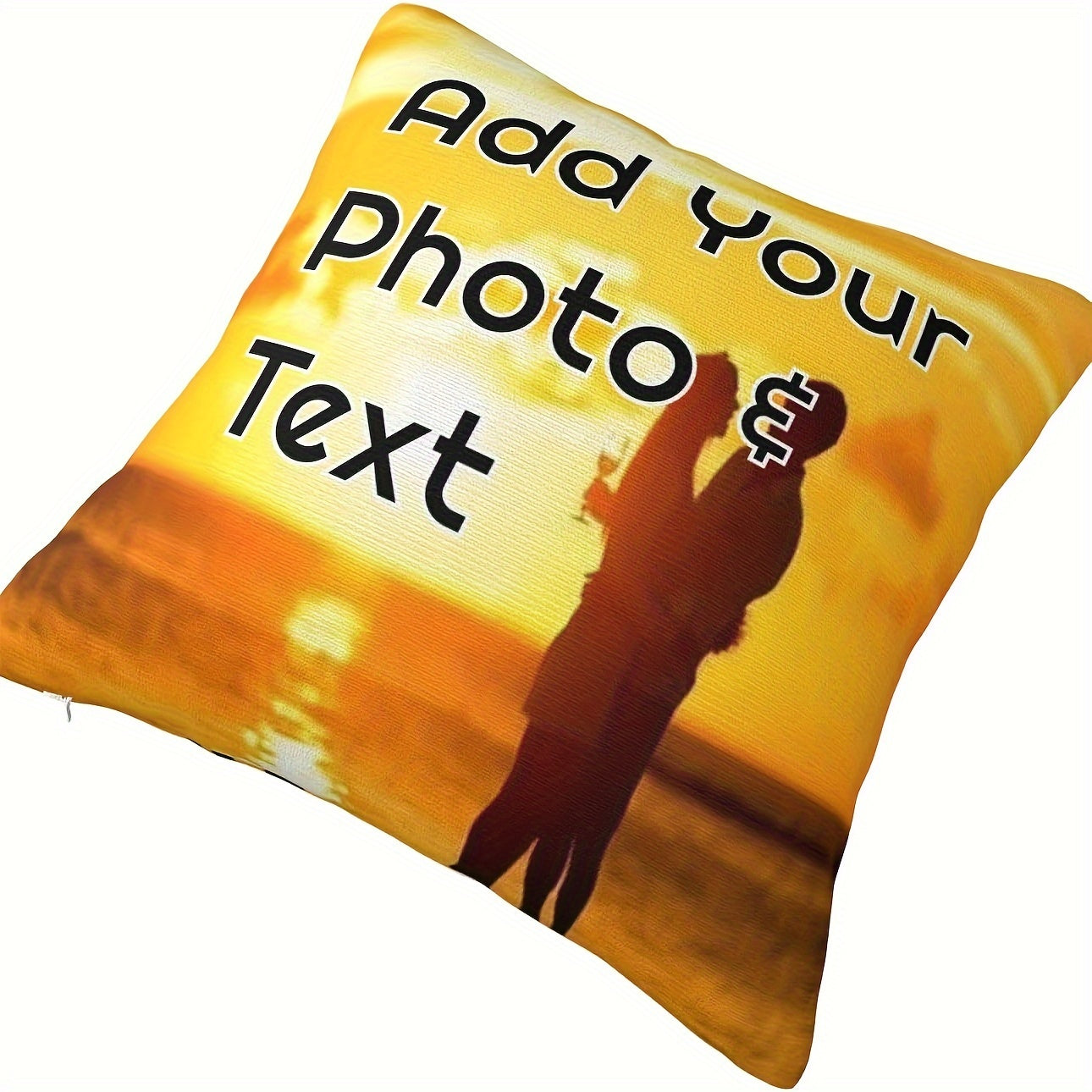 Personalized Photo and Text Pillowcase 45x45 cm Knit Fabric Plush Throw Gift for Mothers Fathers Pet Lovers