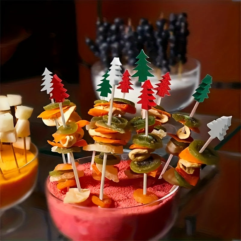 Disposable Bamboo Picks for Christmas Tree Fruit and Cocktail Decorations 50/100 Pack