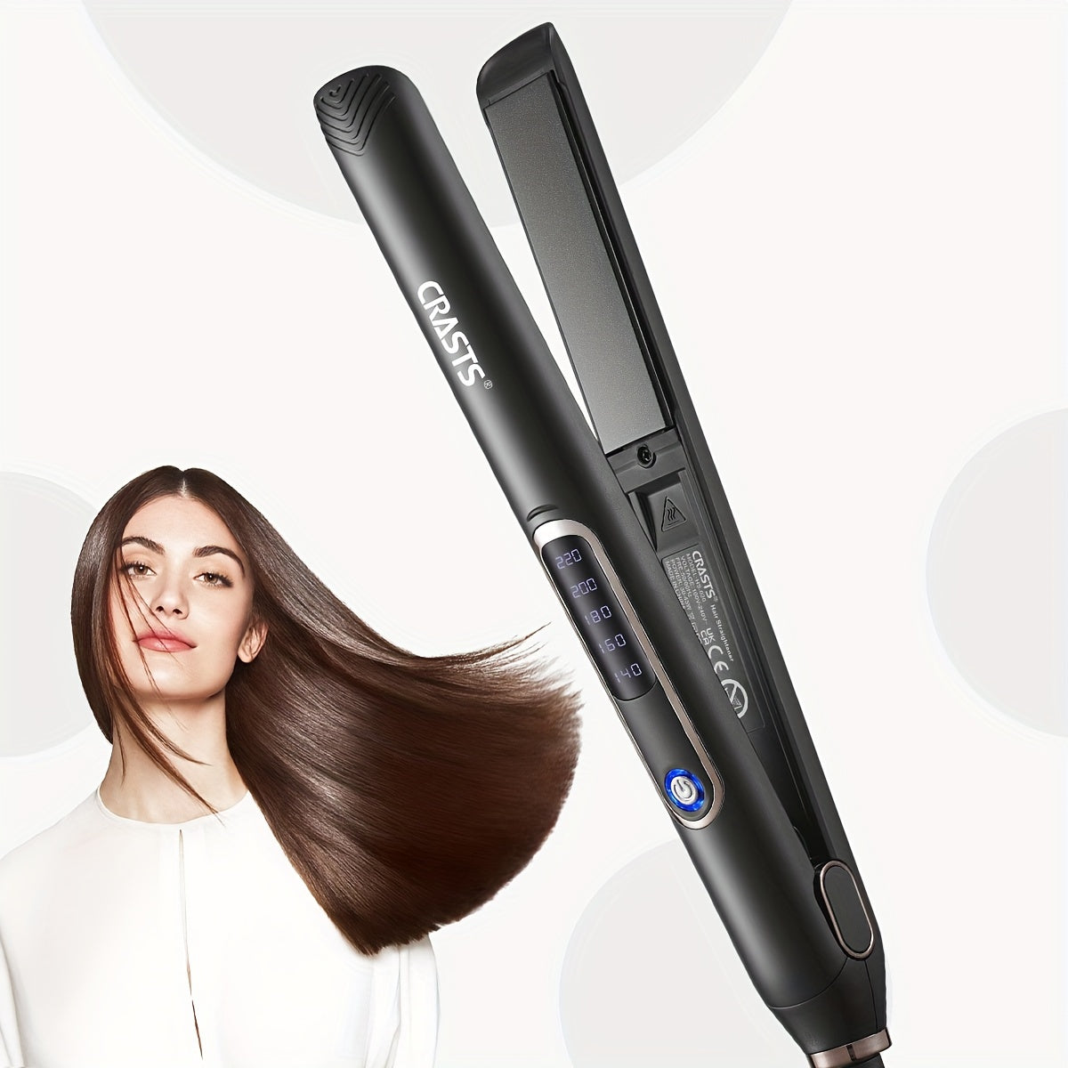 Ceramic Flat Iron Hair Straightener for Straightening and Curling with 5 Temperature Settings 220V