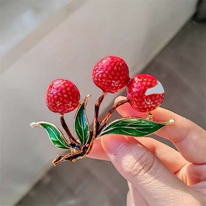 Lychee Fruit Brooch Pin Resin Lapel Pin for Women's Coats Stylish Adorable Unique Design