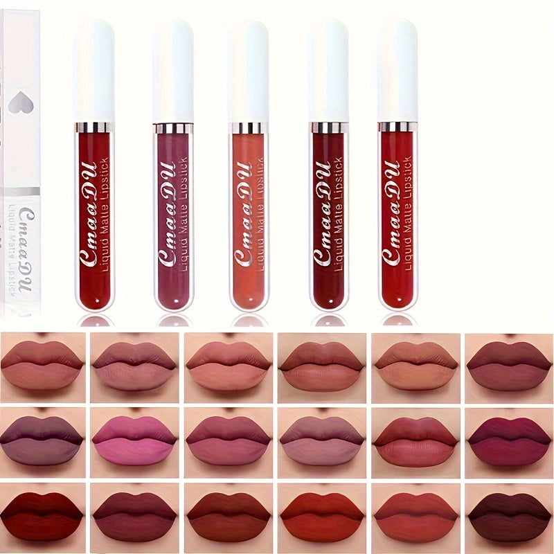 Set de labiales líquidos mate para mujer, 18 colores, brillo de labios a prueba de agua y de larga duración