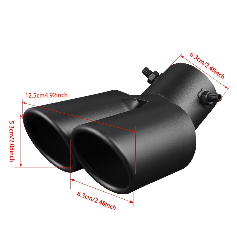 accesorios de tubo de escape de acero inoxidable para automóvil con boquilla de escape inclinada de doble salida negra