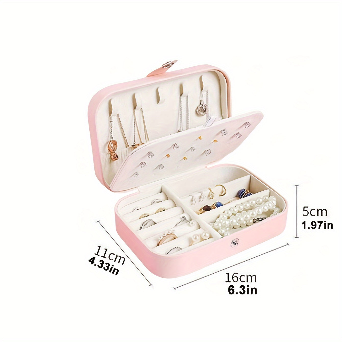 Кожаная шкатулка для украшений с крючками для ожерелий, хранения серег и колец, портативный органайзер
