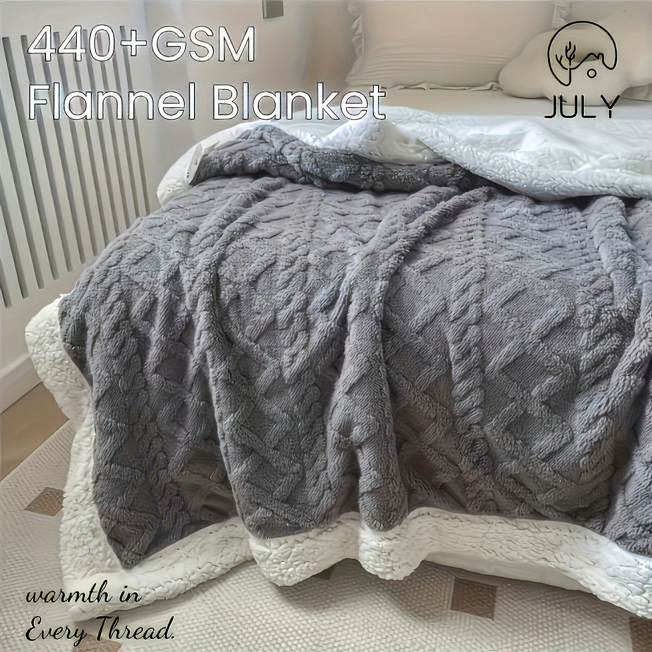 Reversible Sherpa Bed Blanket with Geometric Pattern for Autumn and Winter All-Season Sofa Throw Machine Washable