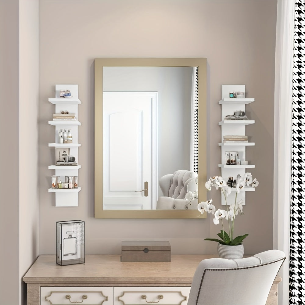 White Wooden Wall Shelf with Five Tiers for Storage and Organization