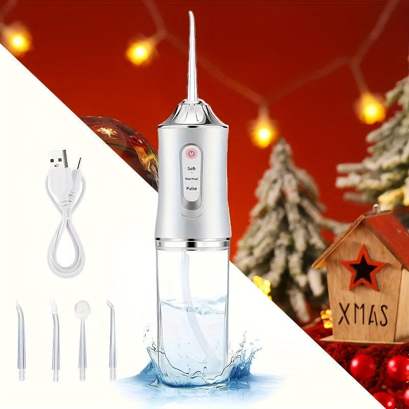 Rechargeable Water Flosser with 800mAh Battery, 360° Nozzle, 4 Tips