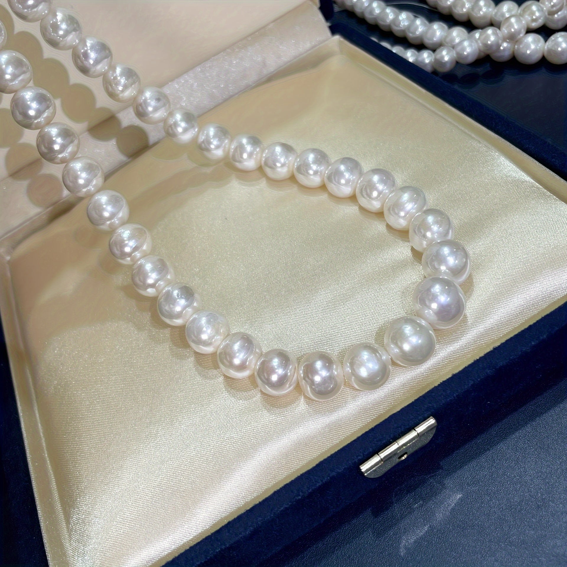Women's Pearl Beaded Necklace with Zirconia Accents and Gift Box