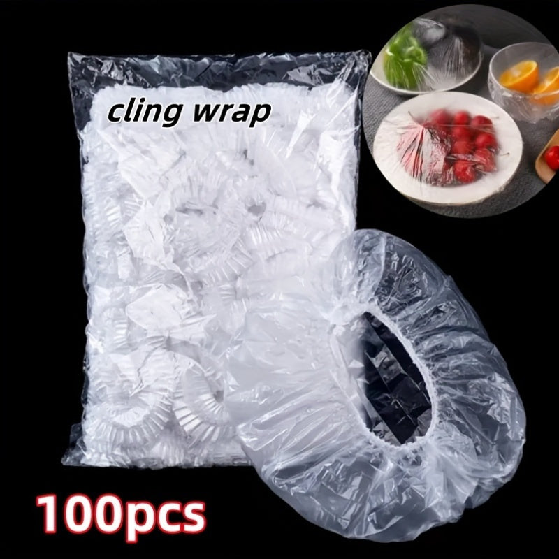 100 Pieces Reusable Plastic Food Wraps Semi-Transparent Sealable Stretchable Storage Covers