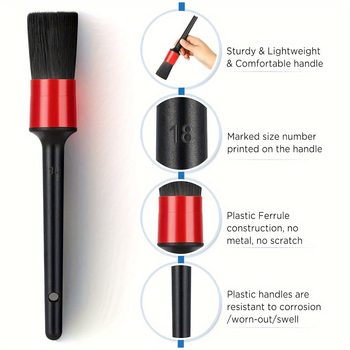 Набор щеток для детализации автомобиля, мягкая щетина, чистящие щетки для интерьера и экстерьера автомобиля