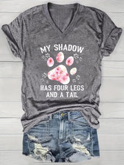 Women's Heather Gray V-Neck Short Sleeve T-Shirt with Graphic Print