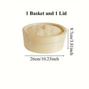 Conjunto de cestas de bambú para vaporera para bollos de dim sum, pasteles y cocina