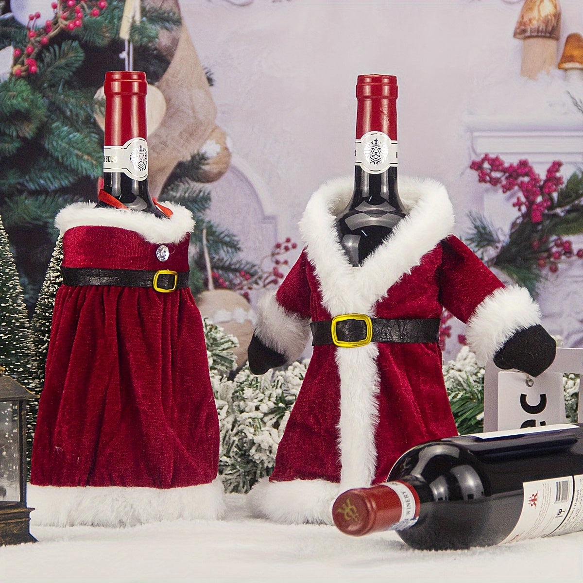 Red Wine Bag with Leak-Proof Cap for Travel and Christmas Party Decoration