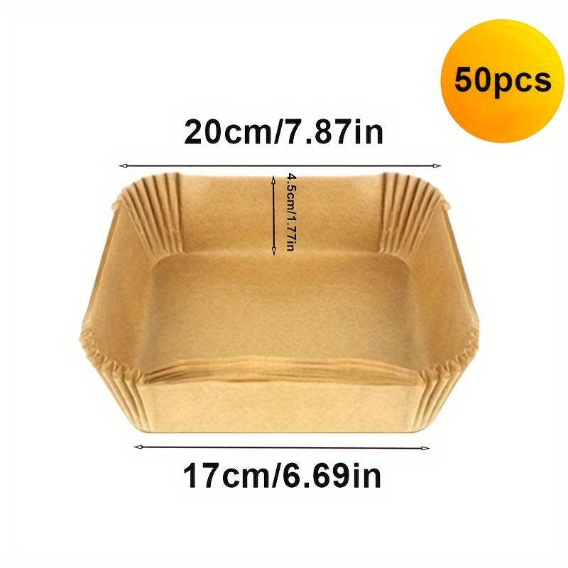 50 Non-Stick Air Fryer Liners Square Disposable Baking Oven Reheat