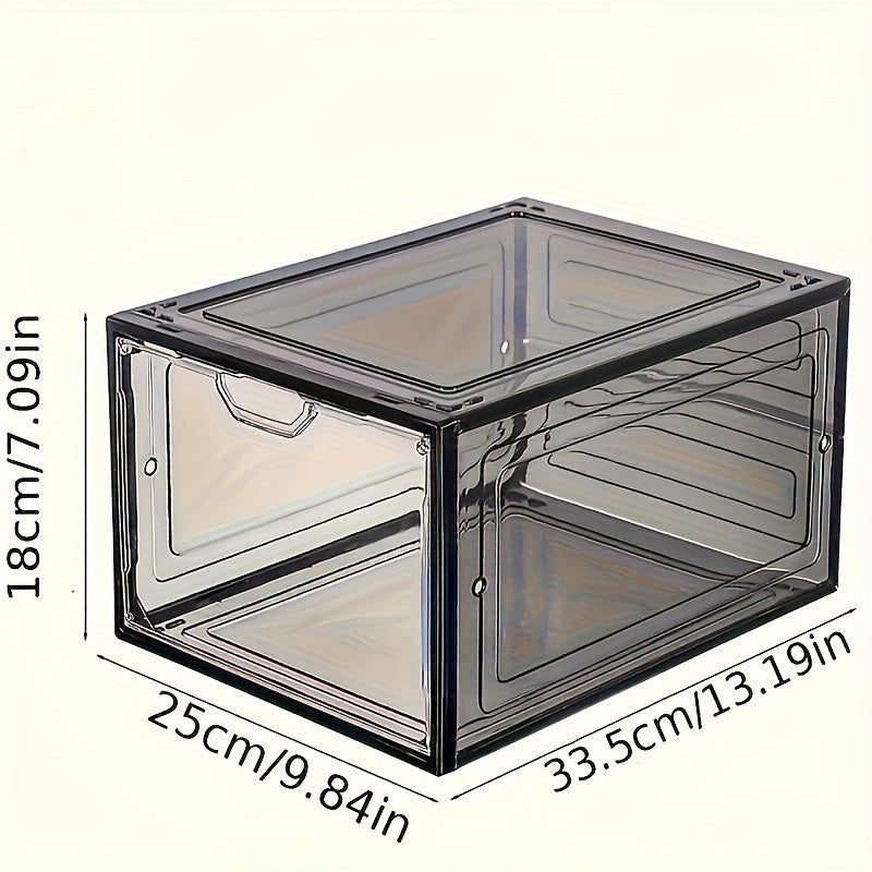 Set of 6 Plastic Shoe Storage Boxes with Transparent Doors Stackable Organizer for Bedroom Closet Hallway