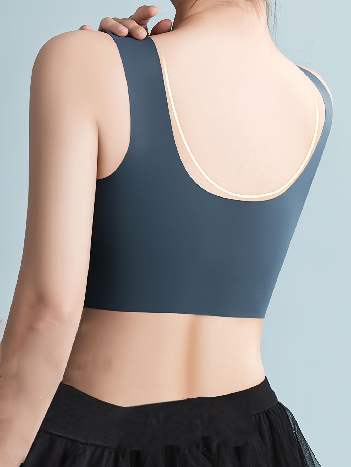 Plus Size Women's Sports Bra 4 Pack Seamless Medium Support Open Back Black