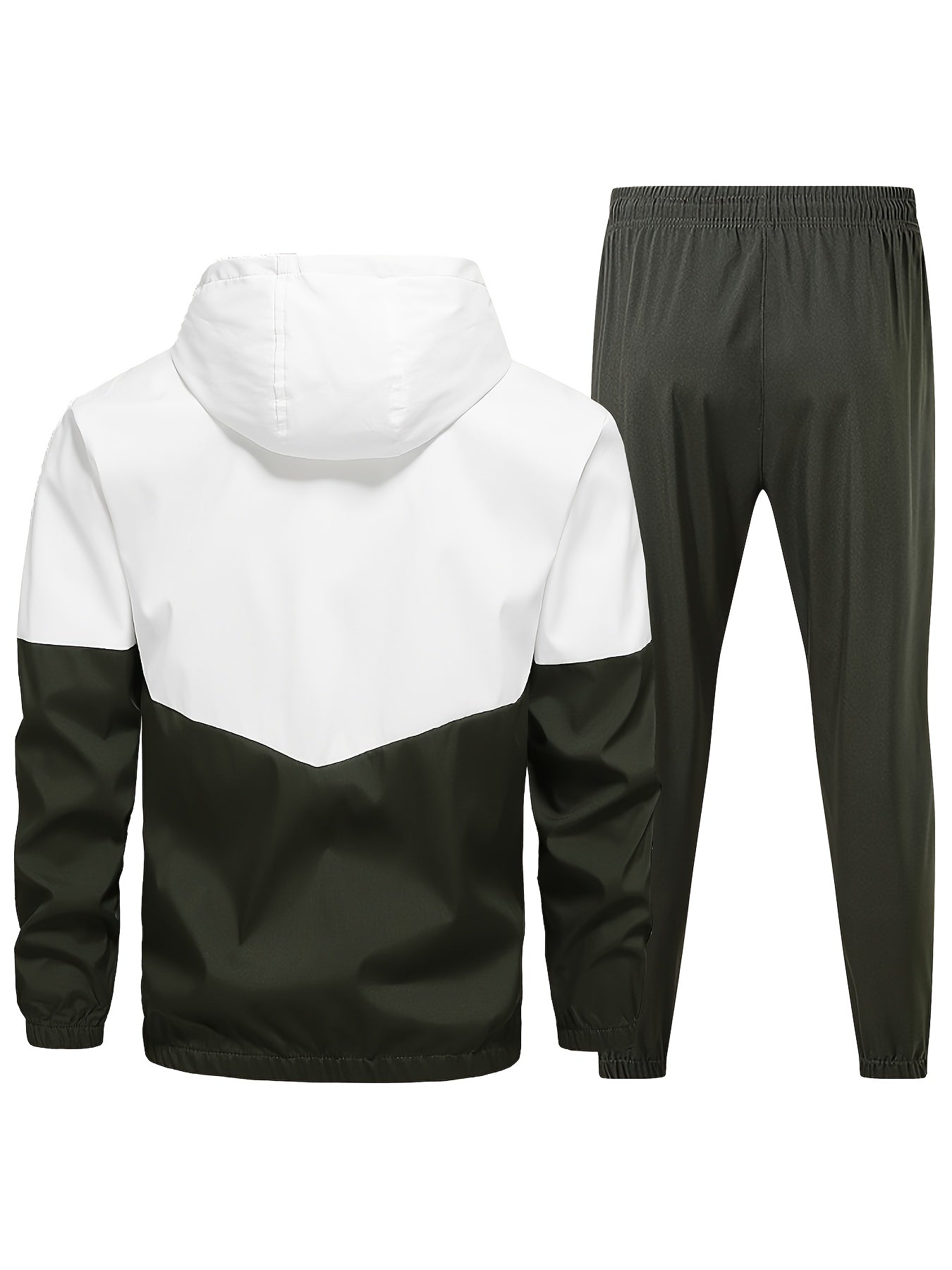 Conjunto de ropa deportiva de poliéster para hombre, chaqueta con capucha y pantalones largos de color sólido, corte holgado, primavera y otoño