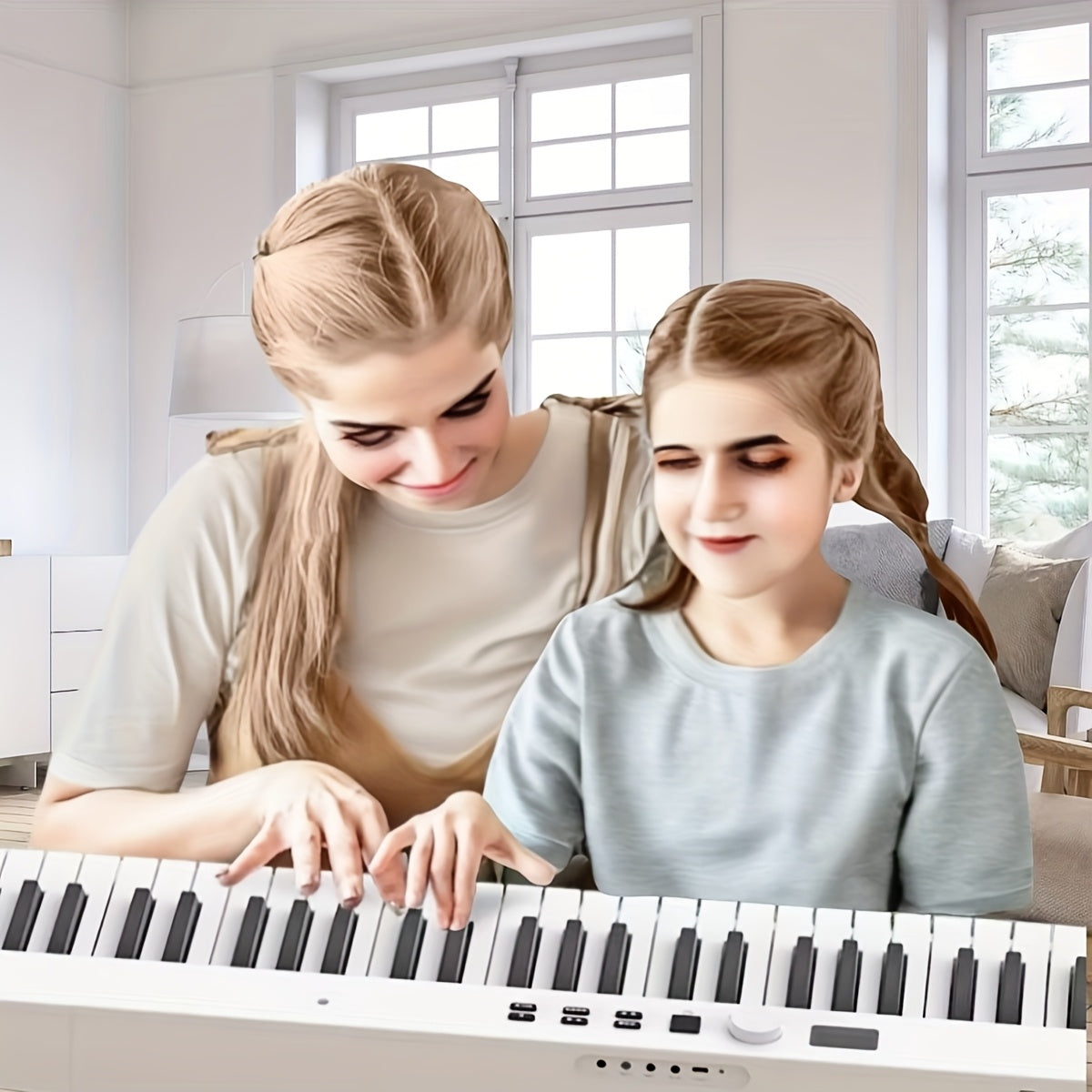 Ko‘p rangli qayta zaryadlanuvchi batareya va sumkaga ega 88 kalitli portativ yig‘iladigan raqamli pianino