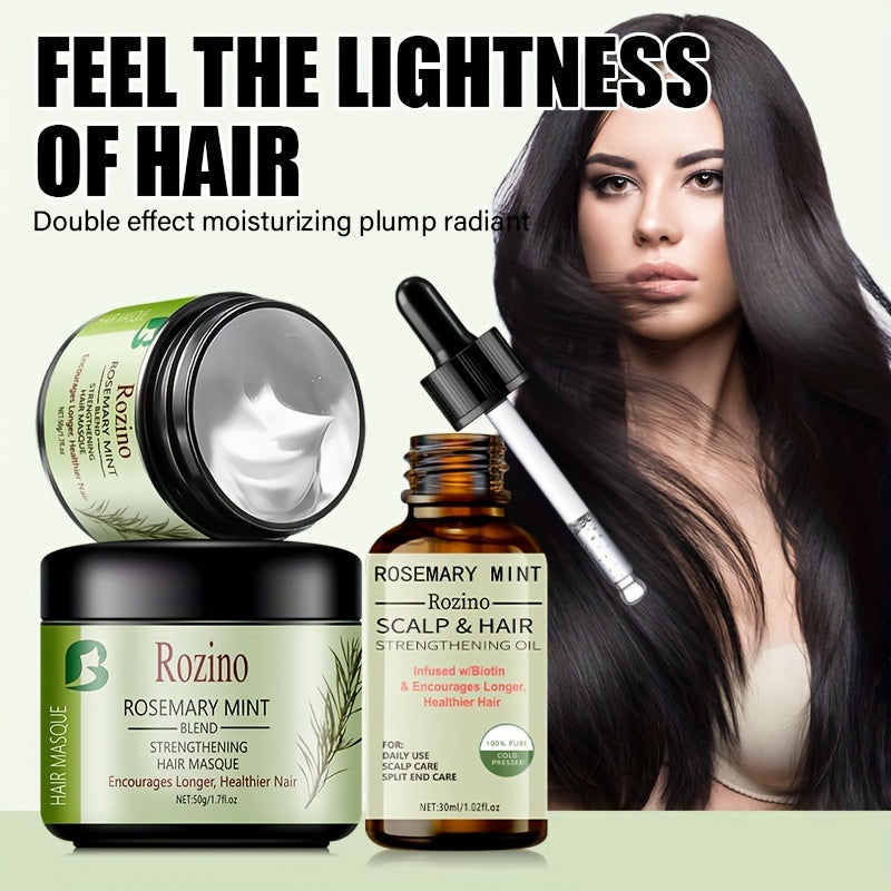 Rosemary soch parvarishi to'plami, muhim yog' va soch niqobi bilan kuz va qish uchun. Silliq, namlangan sochlar uchun namlik va oziqlantirishni ta'minlaydi. To'g'ri, jingalak yoki permali sochlar uchun mukammal. Ajoyib