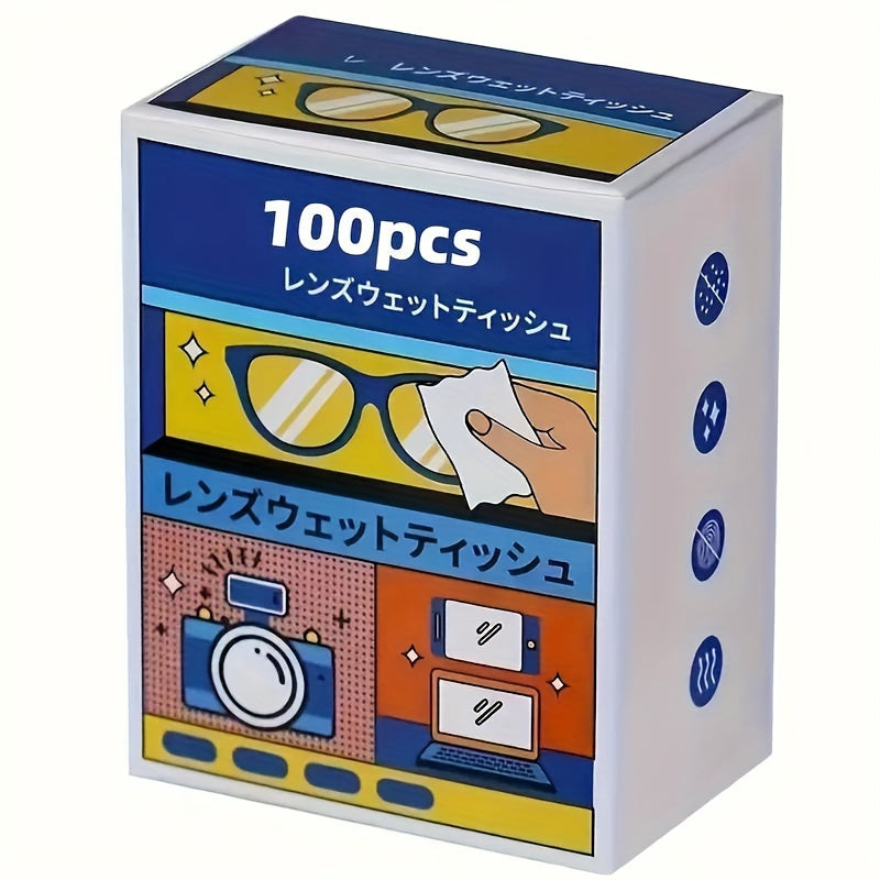 100 Quick-Dry Lens Cleaning Wipes Acetate Anti-Fog Streak-Free Lint-Free 100 Pack