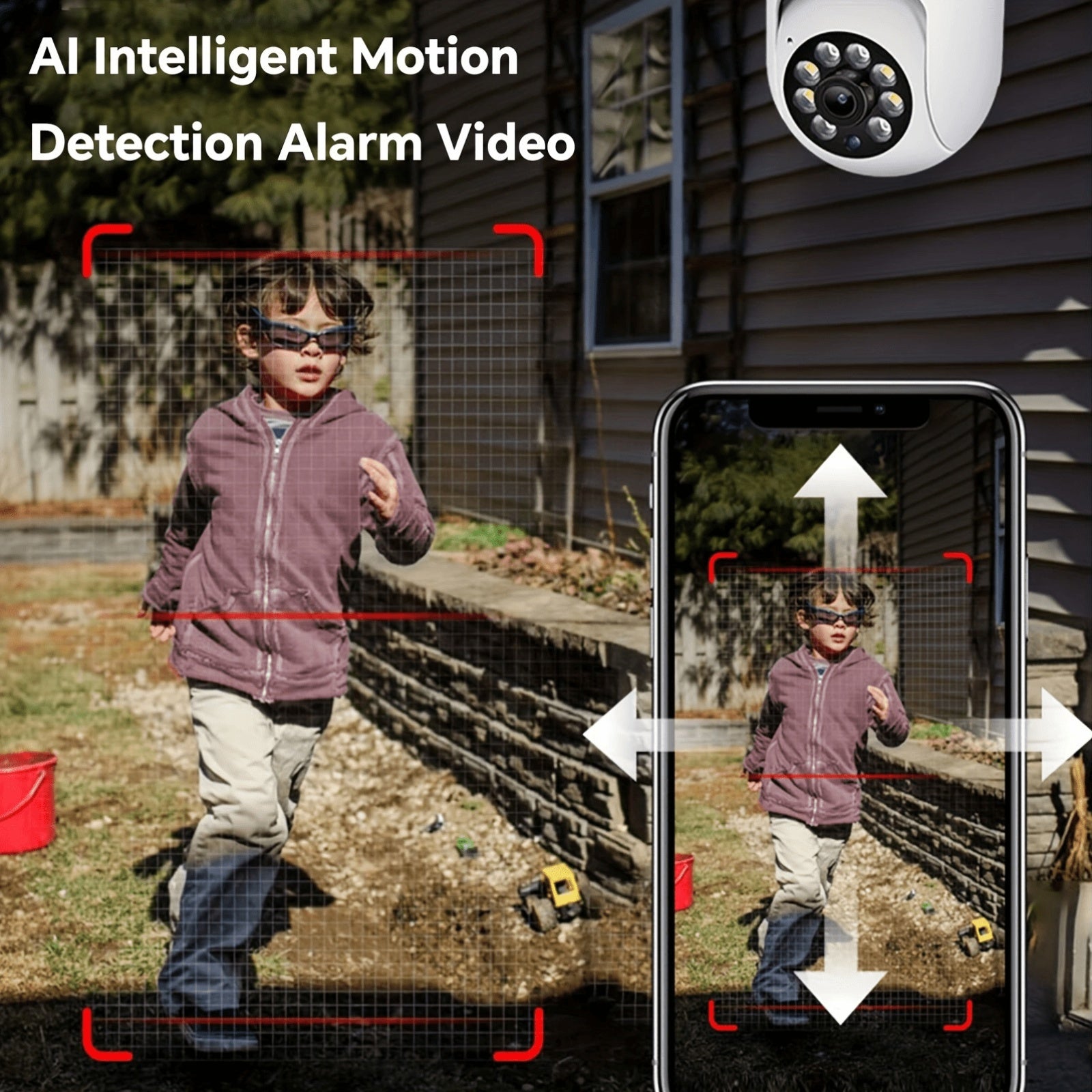 Cámara de seguridad interior Wi-Fi 1080P con visión nocturna en color, audio bidireccional y detección de movimiento