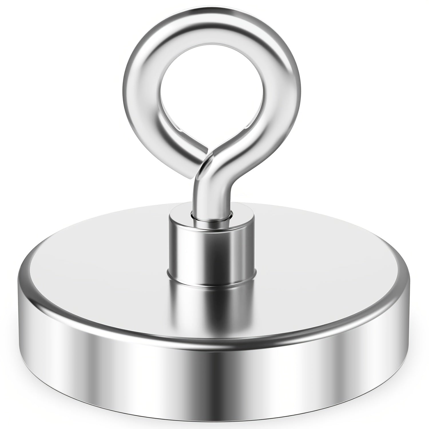 Neodymium Fishing Magnet with Eyebolt Heavy Duty Metal Wall Mount Polished Finish