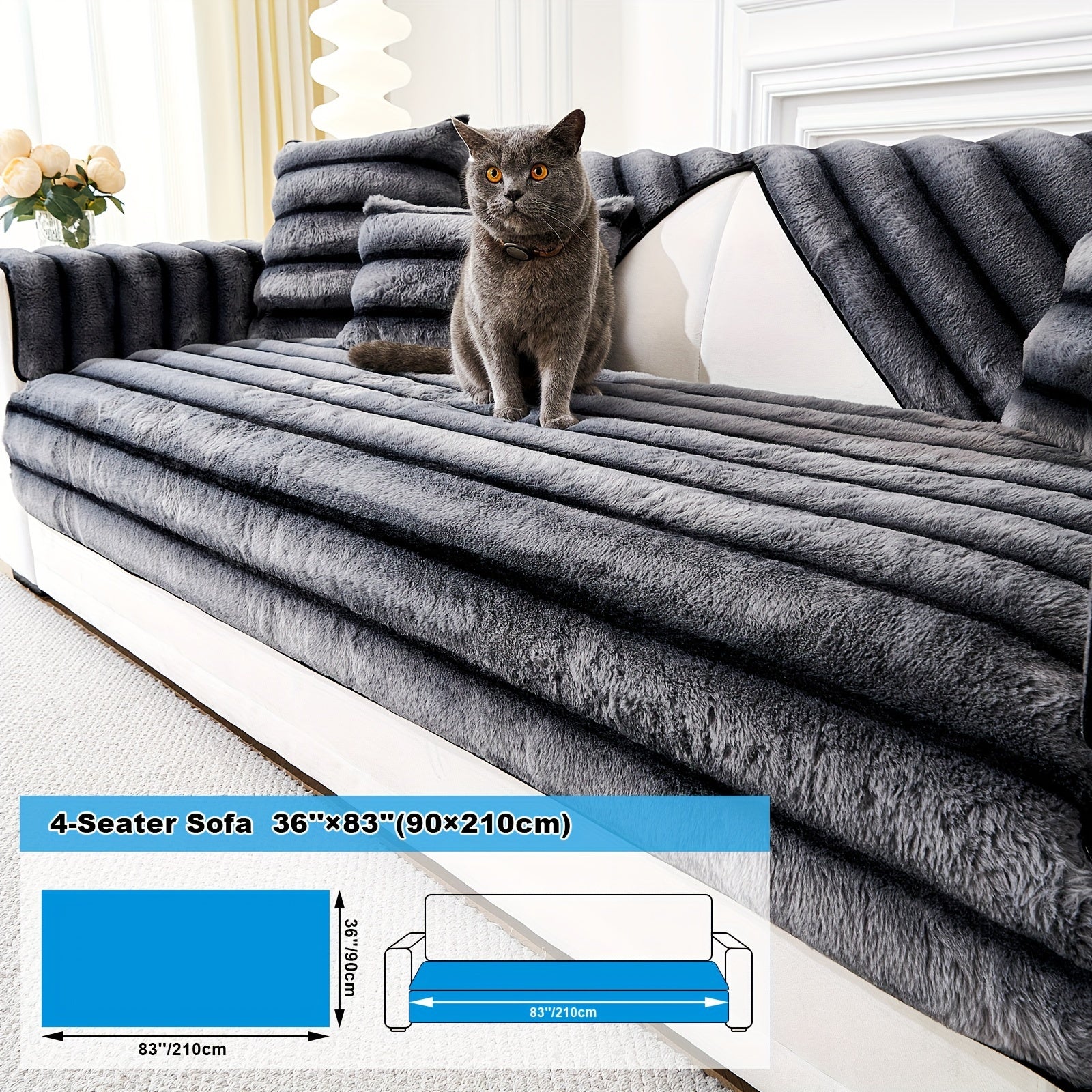 Мягкий, дружелюбный к питомцам чехол для дивана из искусственного мутона с шерповым флисом для диванов на одно-четыре места. Машинная стирка и нескользящий.