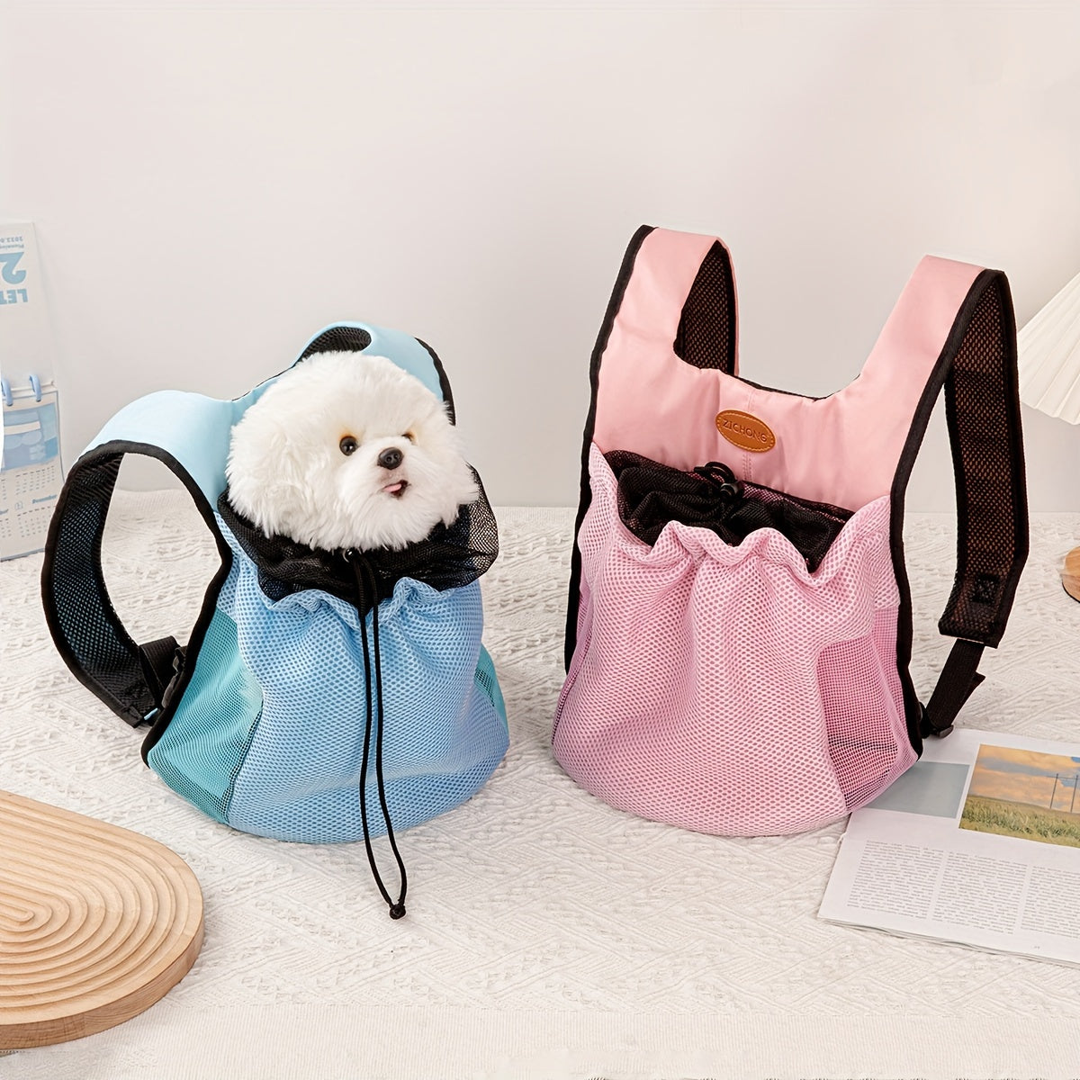 Small Dog and Cat Backpack Carrier Breathable Mesh Knit Fabric All-Season Travel
