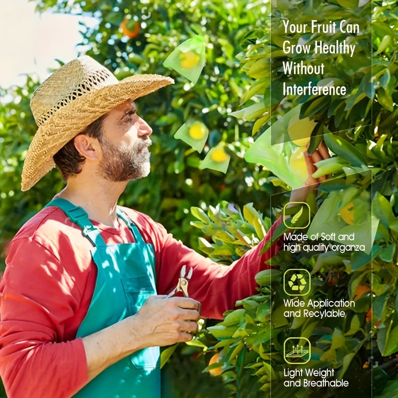 Lightweight Green Fruit Protection Bags 100 Pack with Drawstring Closure