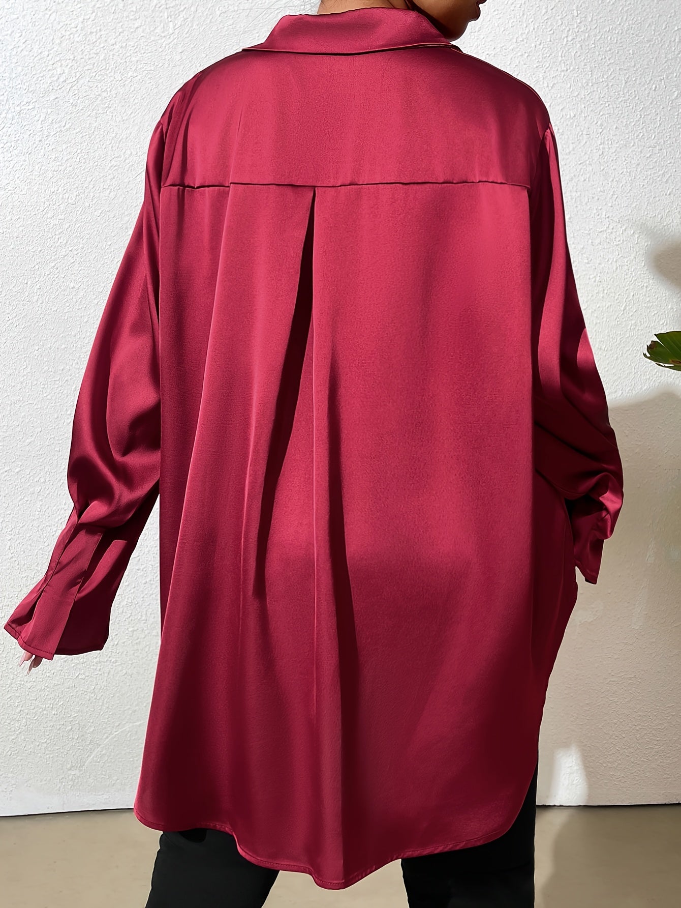 Women Black Long Sleeve Shirt Solid Color Office Blouse Versatile