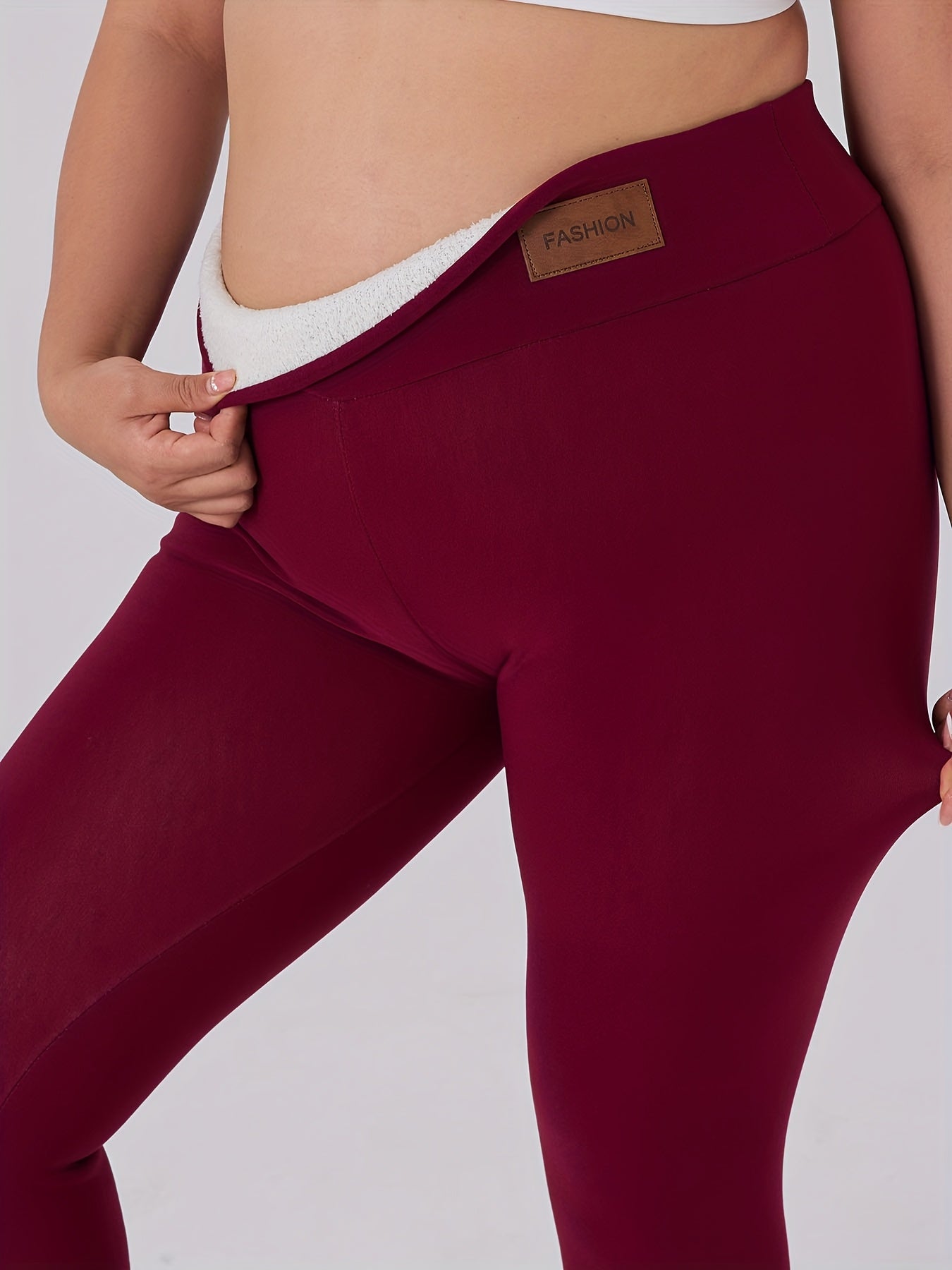 Plus Size Women's Thermal Fleece-Lined High-Waisted Leggings Yoga Pants