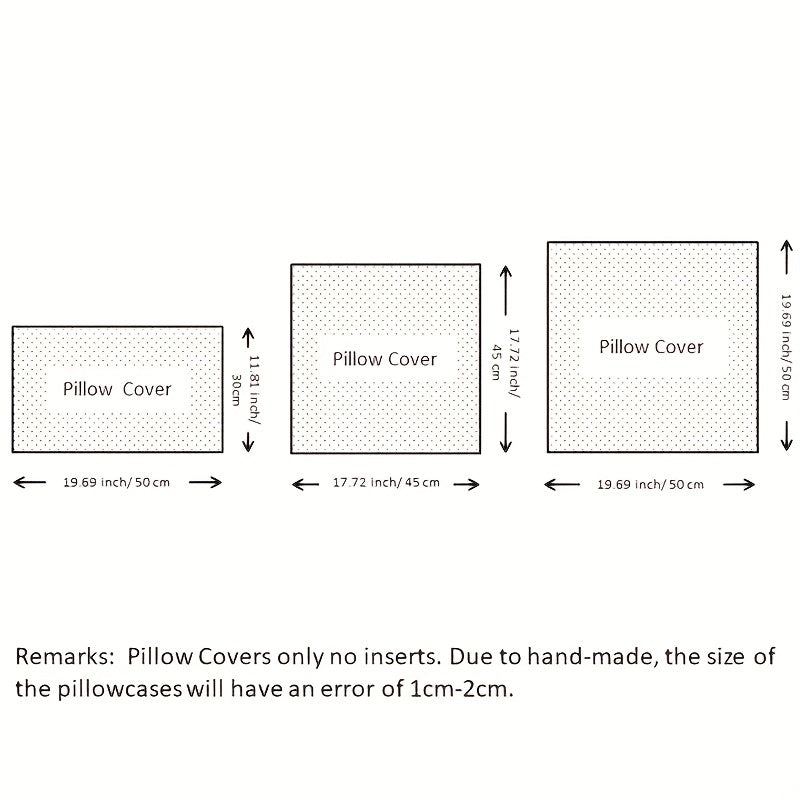 Beige Cotton Canvas Throw Pillow Cover with Tassels and Zip Closure