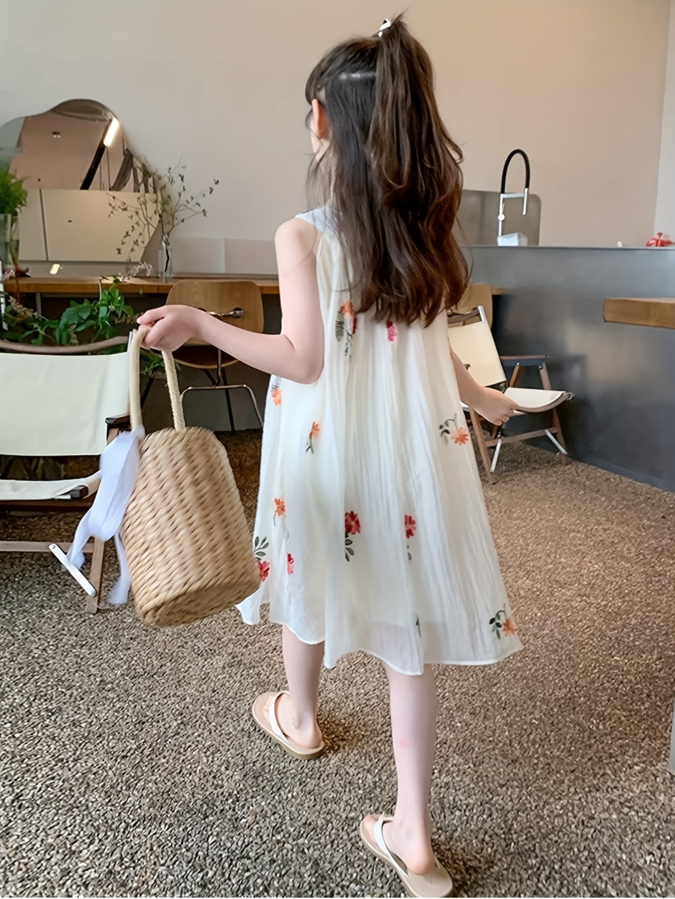 Girls Summer Floral Sleeveless Dress for Girls Casual Party and Daily Wear